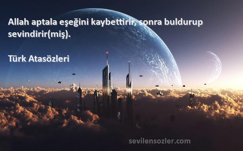 Türk Atasözleri - Allah aptala eşeğini kaybettirir, sonra buldurup sevindirir(miş).