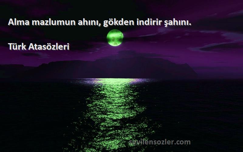 Türk Atasözleri - Alma mazlumun ahını, gökden indirir şahını.