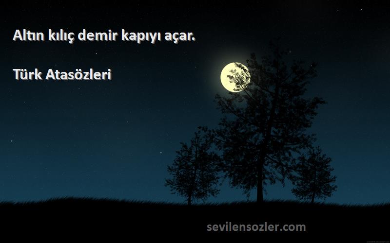 Türk Atasözleri Sözleri 
Altın kılıç demir kapıyı açar.