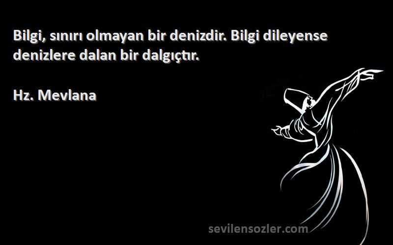 Hz. Mevlana - Bilgi, sınırı olmayan bir denizdir. Bilgi dileyense denizlere dalan bir dalgıçtır.