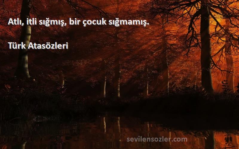 Türk Atasözleri - Atlı, itli sığmış, bir çocuk sığmamış.
