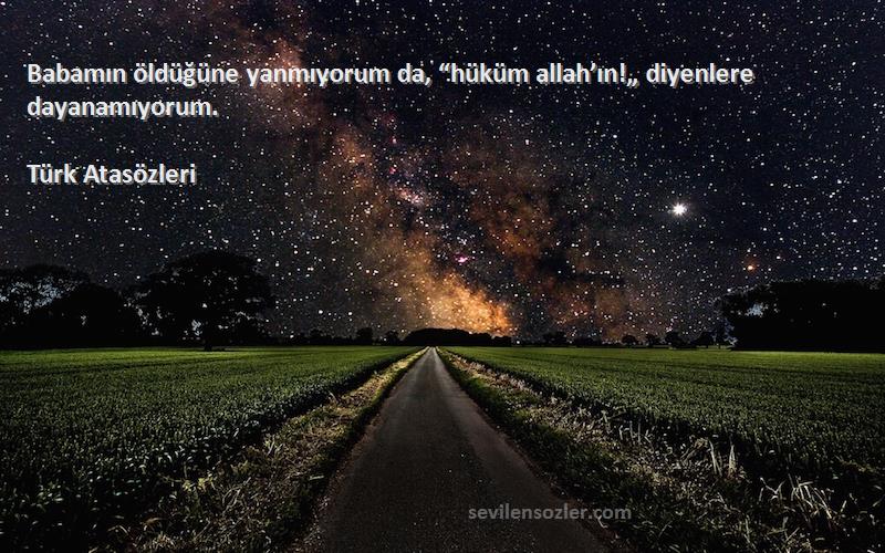 Türk Atasözleri - Babamın öldüğüne yanmıyorum da, “hüküm allah’ın!„ diyenlere dayanamıyorum.