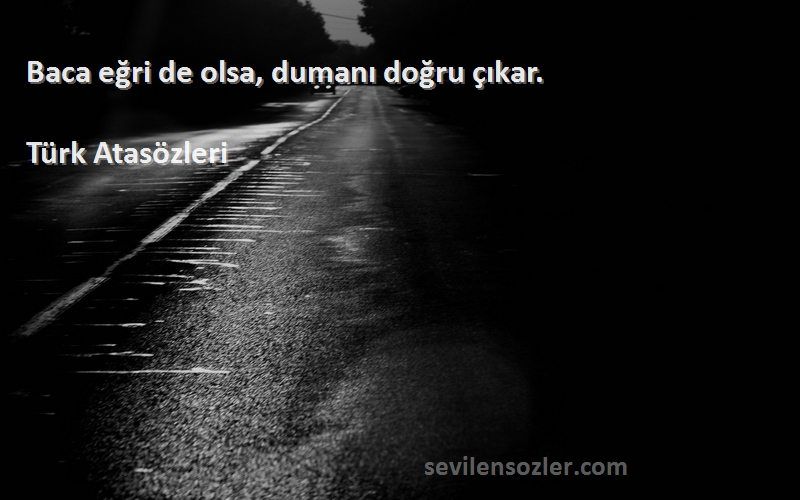 Türk Atasözleri Sözleri 
Baca eğri de olsa, dumanı doğru çıkar.