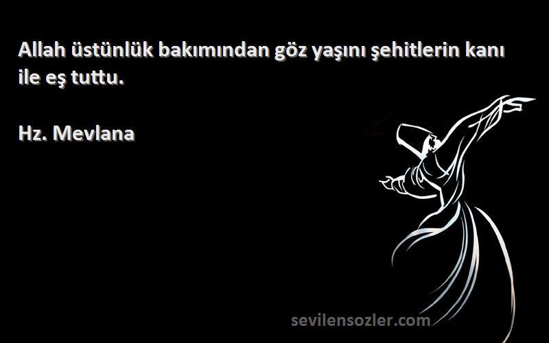 Hz. Mevlana - Allah üstünlük bakımından göz yaşını şehitlerin kanı ile eş tuttu.