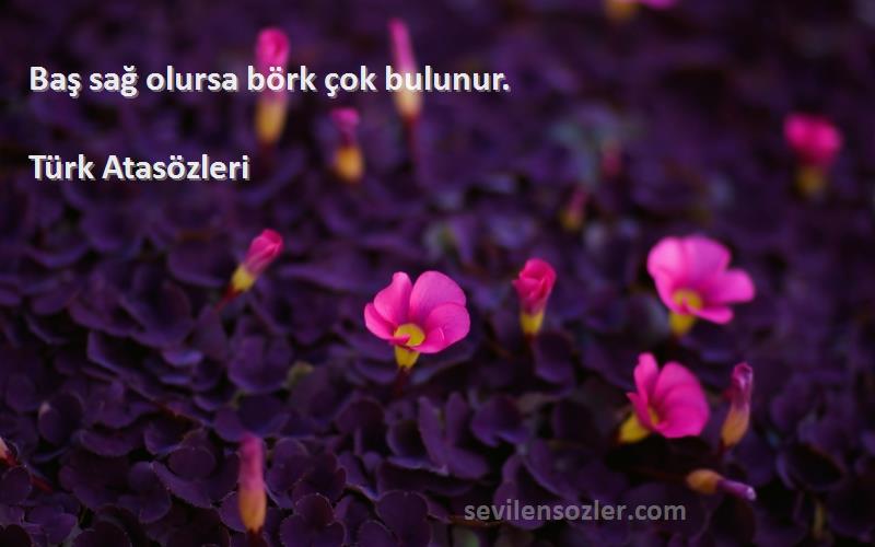 Türk Atasözleri - Baş sağ olursa börk çok bulunur.