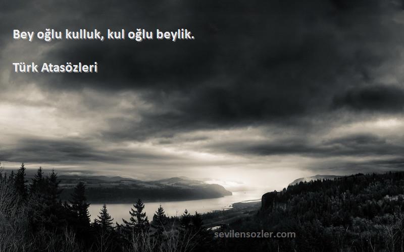 Türk Atasözleri - Bey oğlu kulluk, kul oğlu beylik.