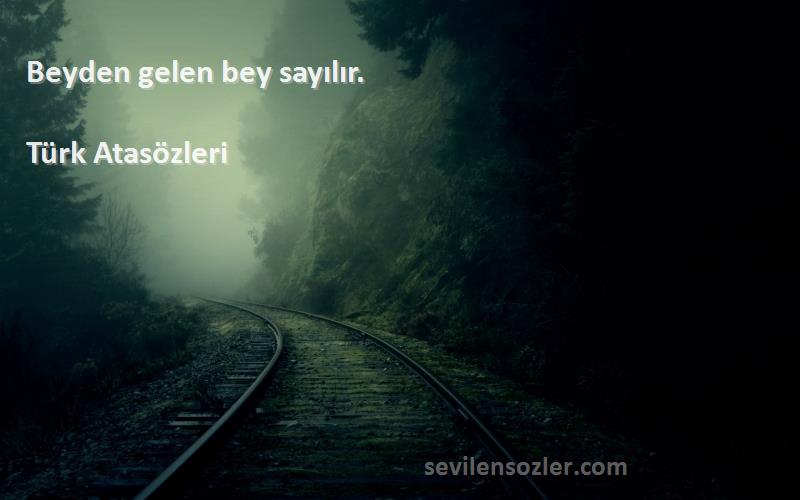 Türk Atasözleri - Beyden gelen bey sayılır.