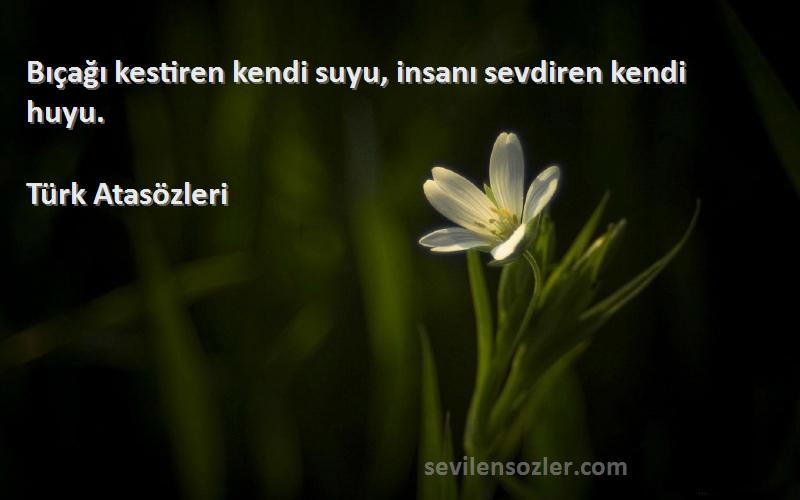 Türk Atasözleri - Bıçağı kestiren kendi suyu, insanı sevdiren kendi huyu.