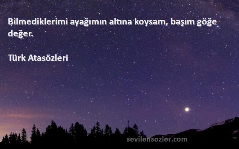 Türk Atasözleri - Bilmediklerimi ayağımın altına koysam, başım göğe değer.