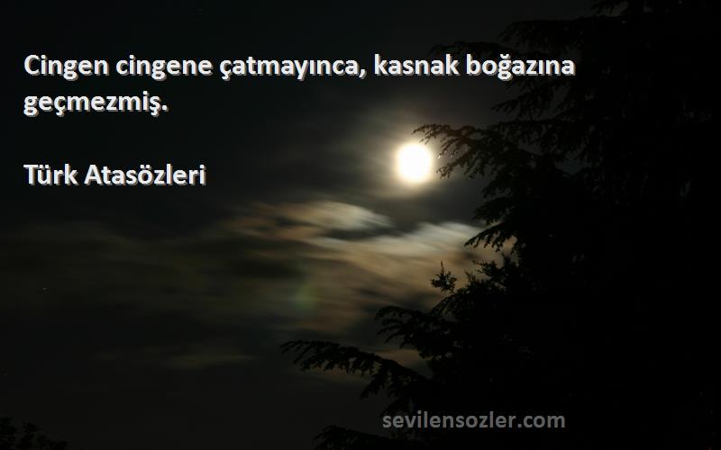 Türk Atasözleri - Cingen cingene çatmayınca, kasnak boğazına geçmezmiş.