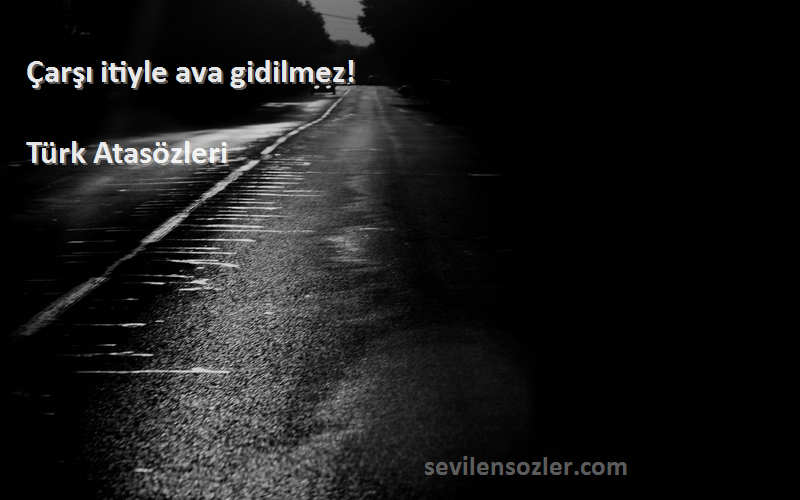 Türk Atasözleri - Çarşı itiyle ava gidilmez!