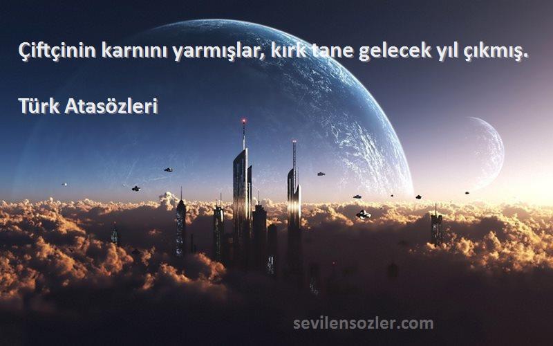 Türk Atasözleri - Çiftçinin karnını yarmışlar, kırk tane gelecek yıl çıkmış.