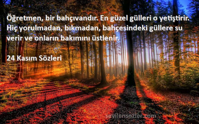 24 Kasım  Sözleri 
Öğretmen, bir bahçıvandır. En güzel gülleri o yetiştirir. Hiç yorulmadan, bıkmadan, bahçesindeki güllere su verir ve onların bakımını üstlenir.