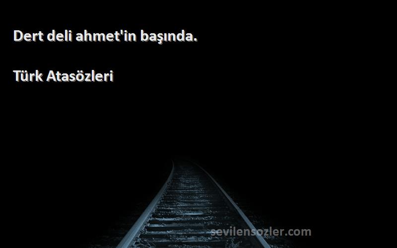 Türk Atasözleri - Dert deli ahmet'in başında.