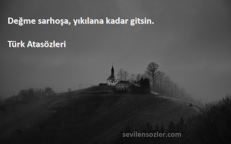 Türk Atasözleri - Değme sarhoşa, yıkılana kadar gitsin.