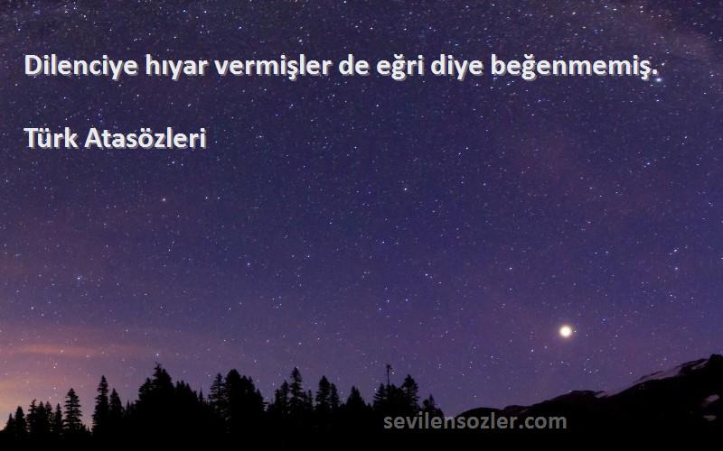 Türk Atasözleri - Dilenciye hıyar vermişler de eğri diye beğenmemiş.