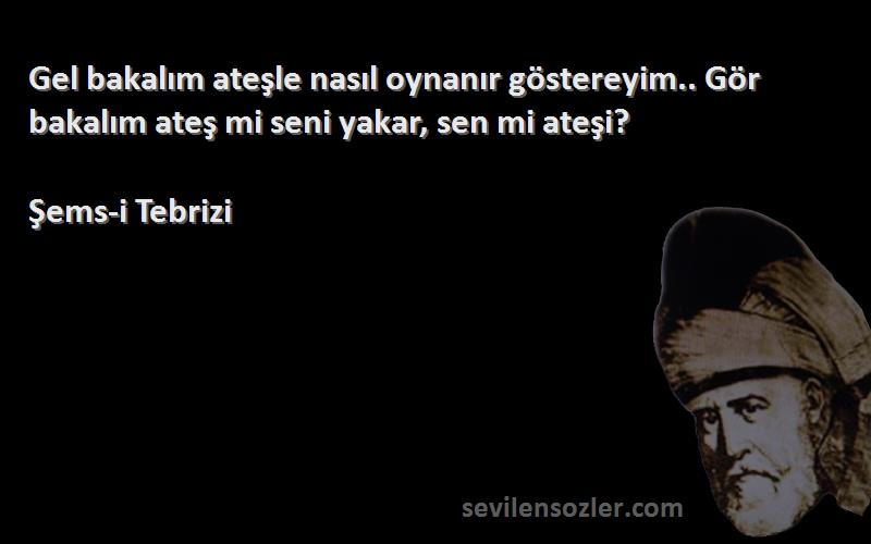 Şems-i Tebrizi - Gel bakalım ateşle nasıl oynanır göstereyim.. Gör bakalım ateş mi seni yakar, sen mi ateşi?