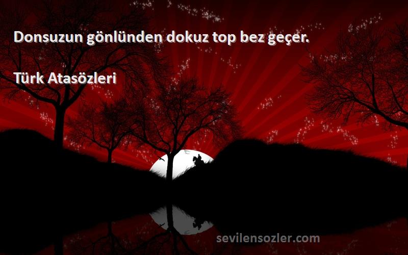 Türk Atasözleri - Donsuzun gönlünden dokuz top bez geçer.