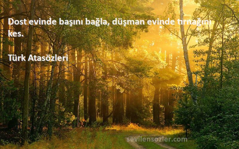 Türk Atasözleri - Dost evinde başını bağla, düşman evinde tırnağını kes.