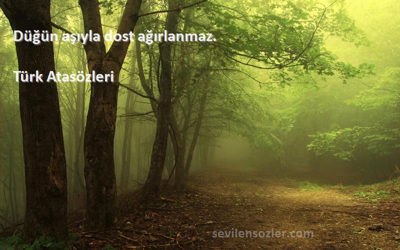 Türk Atasözleri - Düğün aşıyla dost ağırlanmaz.