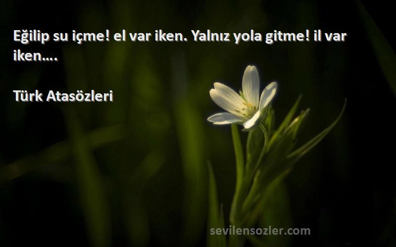 Türk Atasözleri - Eğilip su içme! el var iken. Yalnız yola gitme! il var iken….