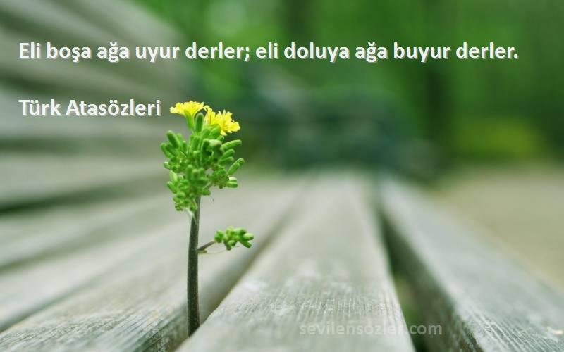 Türk Atasözleri - Eli boşa ağa uyur derler; eli doluya ağa buyur derler.