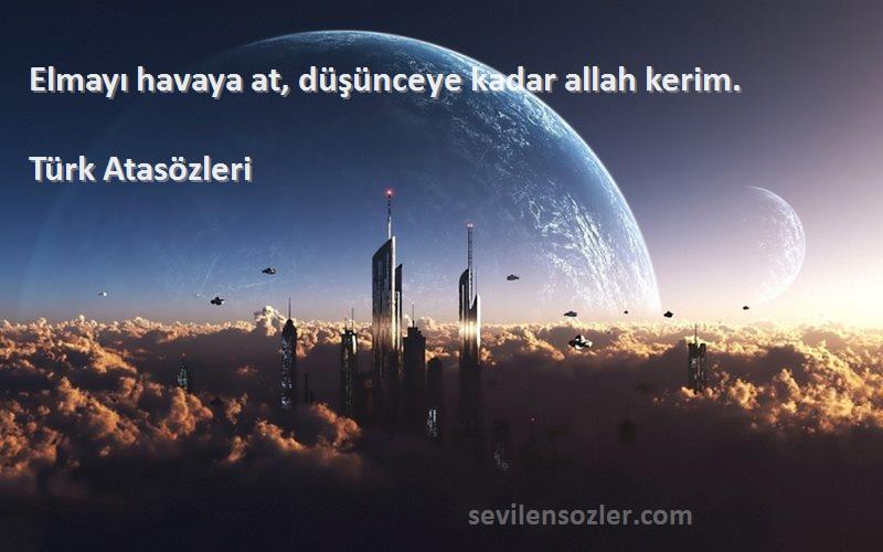 Türk Atasözleri - Elmayı havaya at, düşünceye kadar allah kerim.