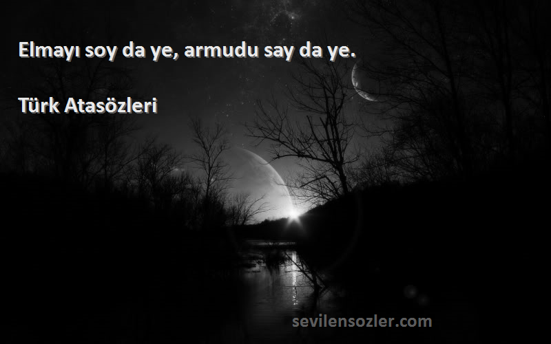 Türk Atasözleri Sözleri 
Elmayı soy da ye, armudu say da ye.