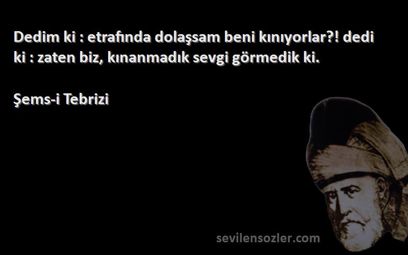 Şems-i Tebrizi - Dedim ki : etrafında dolaşsam beni kınıyorlar?! dedi ki : zaten biz, kınanmadık sevgi görmedik ki.