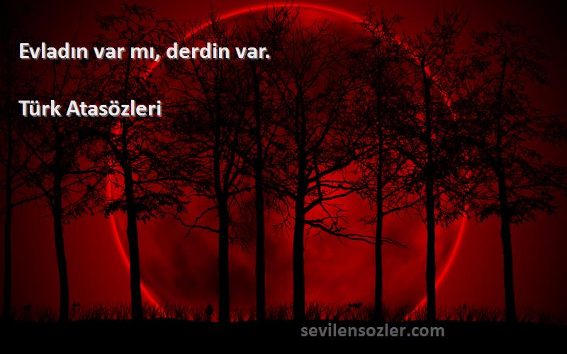 Türk Atasözleri Sözleri 
Evladın var mı, derdin var.