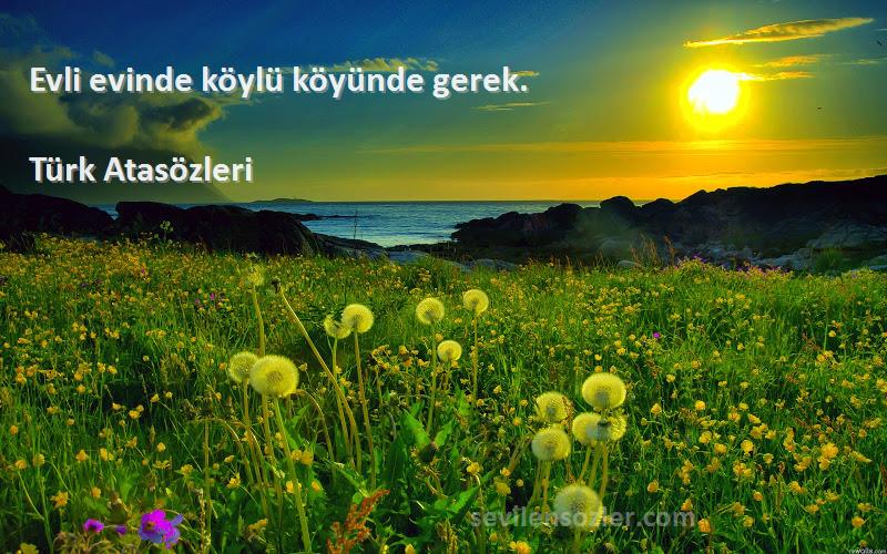 Türk Atasözleri - Evli evinde köylü köyünde gerek.