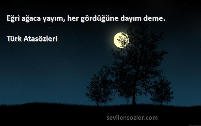 Türk Atasözleri - Eğri ağaca yayım, her gördüğüne dayım deme.