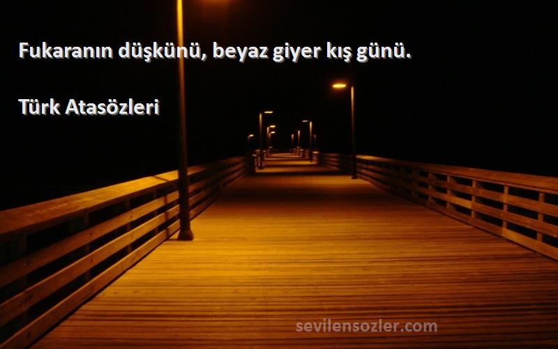 Türk Atasözleri Sözleri 
Fukaranın düşkünü, beyaz giyer kış günü.