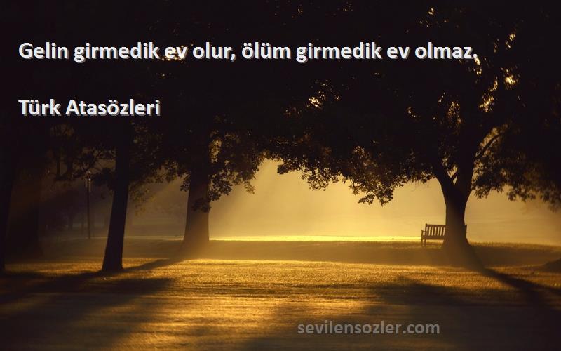 Türk Atasözleri - Gelin girmedik ev olur, ölüm girmedik ev olmaz.