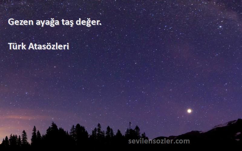 Türk Atasözleri - Gezen ayağa taş değer.