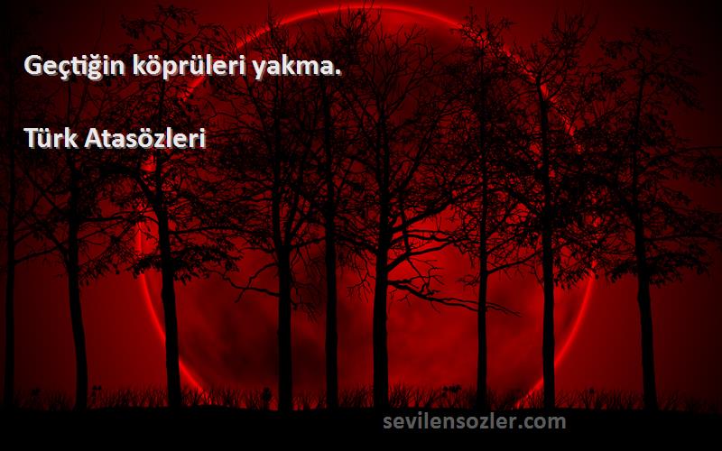 Türk Atasözleri - Geçtiğin köprüleri yakma.