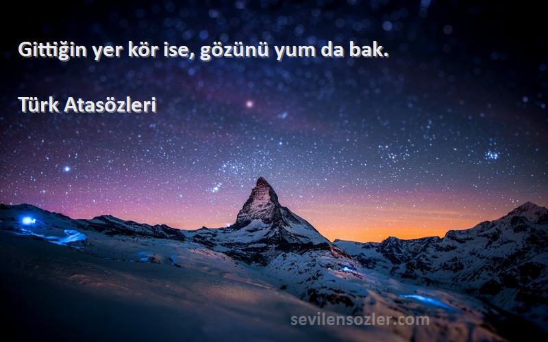 Türk Atasözleri - Gittiğin yer kör ise, gözünü yum da bak.