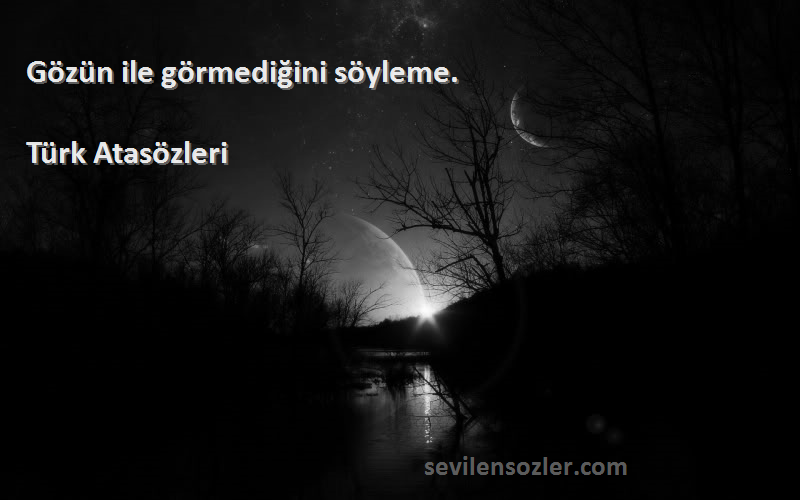 Türk Atasözleri - Gözün ile görmediğini söyleme.