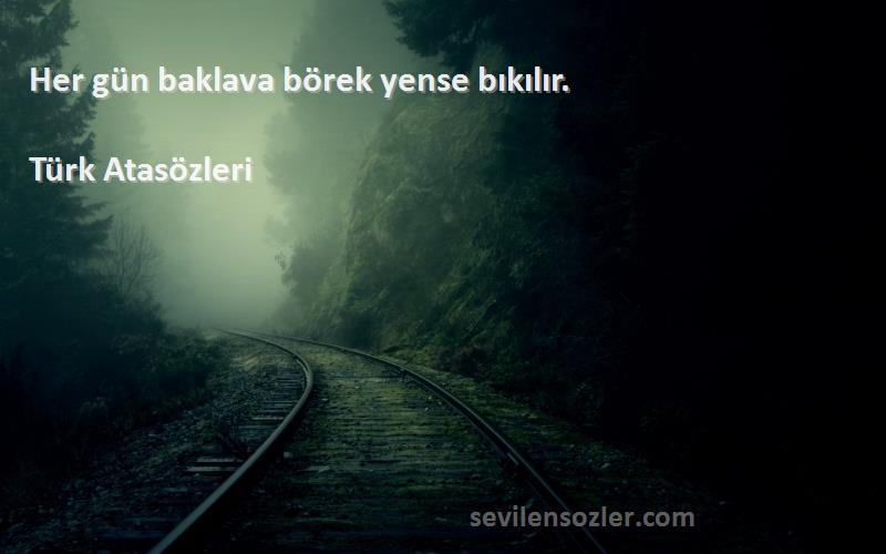 Türk Atasözleri - Her gün baklava börek yense bıkılır.