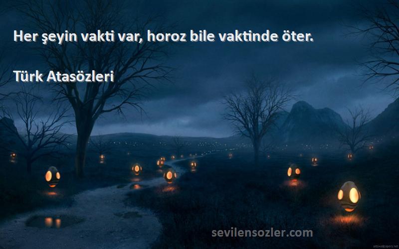 Türk Atasözleri Sözleri 
Her şeyin vakti var, horoz bile vaktinde öter.