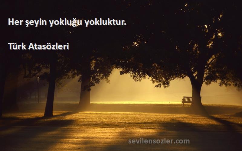 Türk Atasözleri - Her şeyin yokluğu yokluktur.