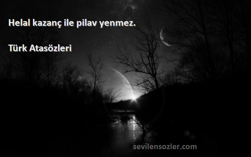 Türk Atasözleri - Helal kazanç ile pilav yenmez.