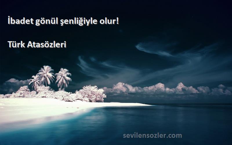 Türk Atasözleri - İbadet gönül şenliğiyle olur!