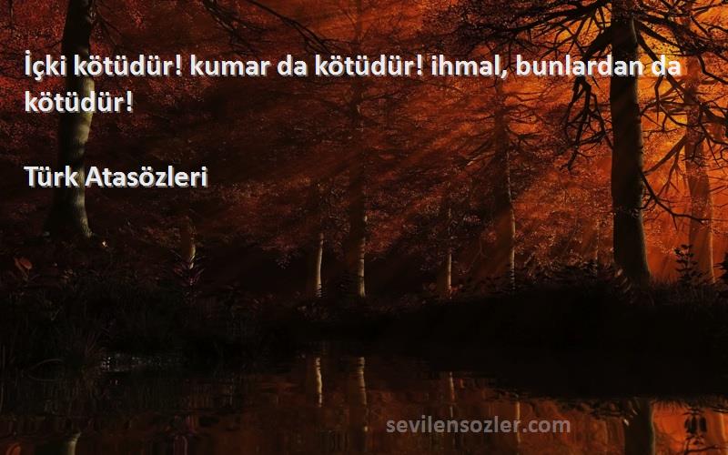 Türk Atasözleri - İçki kötüdür! kumar da kötüdür! ihmal, bunlardan da kötüdür!