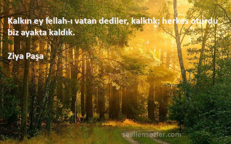Ziya Paşa Sözleri 
Kalkın ey fellah-ı vatan dediler, kalktık; herkes oturdu biz ayakta kaldık.