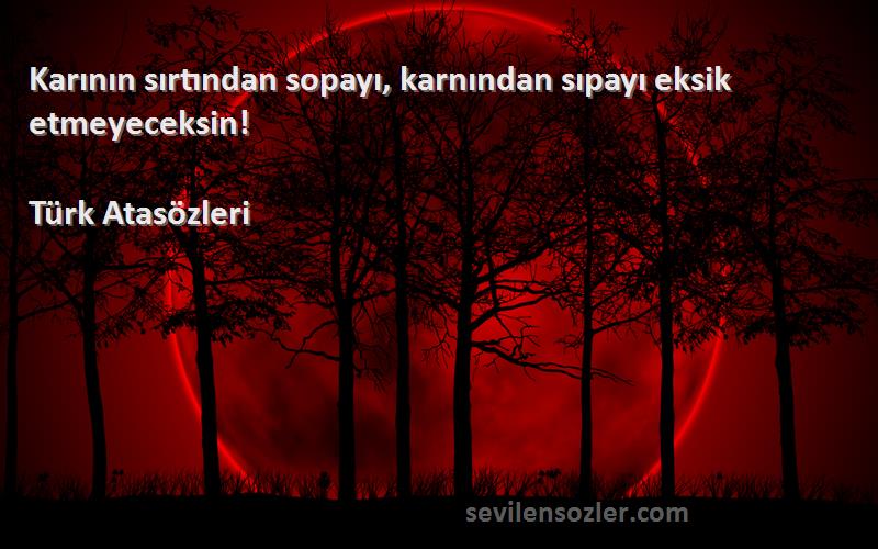 Türk Atasözleri - Karının sırtından sopayı, karnından sıpayı eksik etmeyeceksin!