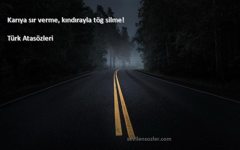 Türk Atasözleri - Karıya sır verme, kındırayla tög silme!