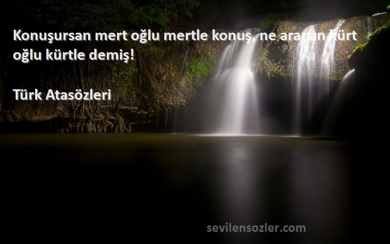 Türk Atasözleri - Konuşursan mert oğlu mertle konuş, ne ararsın kürt oğlu kürtle demiş!