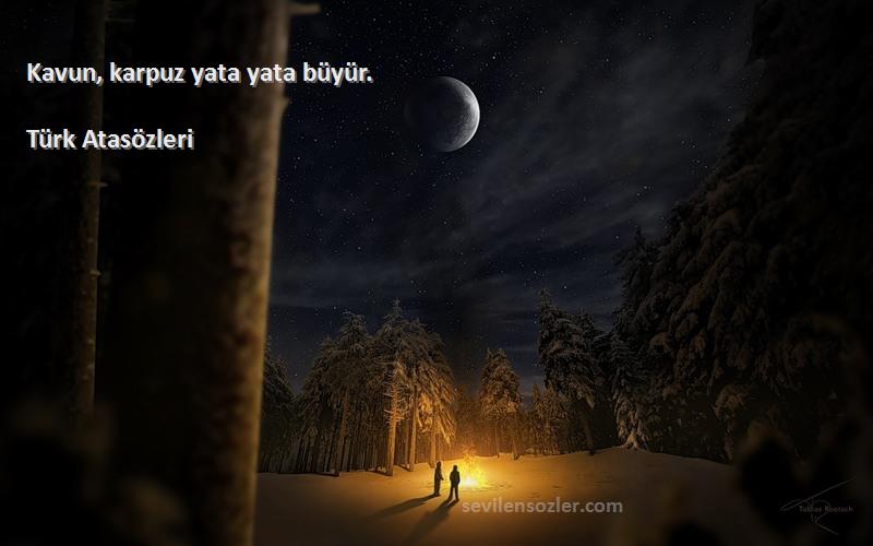 Türk Atasözleri Sözleri 
Kavun, karpuz yata yata büyür.