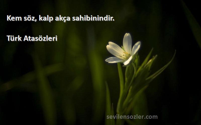 Türk Atasözleri - Kem söz, kalp akça sahibinindir.